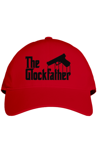 Кепка з принтом "The GlockFather". Gangster, glockfather, godfather, godfather reference, вогнепальна зброя, гангстер, глок, зброя, пістолет, пістолет. 2070702