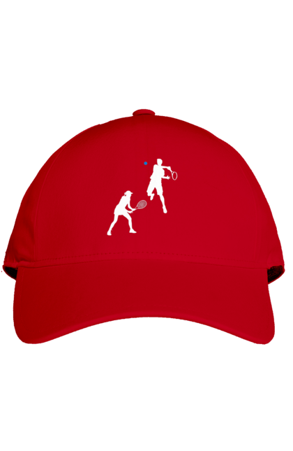 Кепка з принтом "Теніс". Великий теніс, гравці, грунт, м`яч, призовий фонд, ракетка, спонсор, турнір на ґрунті, турнірна сітка, хард. 2070702