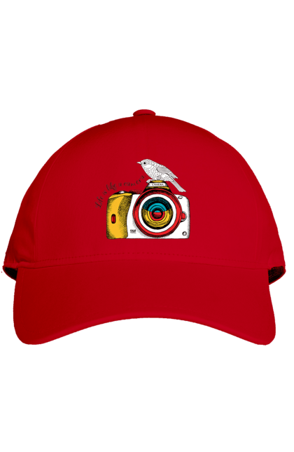 Кепка з принтом "Фотоапарат І Пташка". Камера, пташка, фотоапарат, фотограф. 2070702