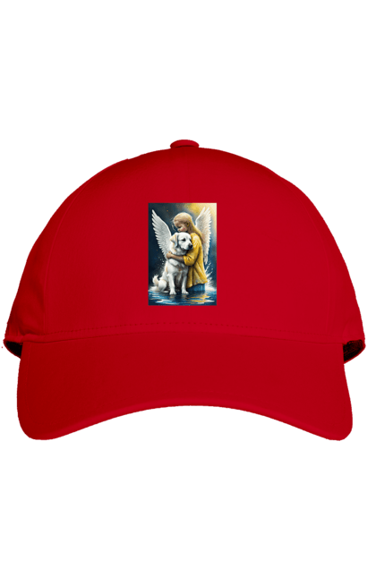 Кепка з принтом "Дівчинка та собака ангел [память загиблим тваринам]". Дівчинка та собака, крим, нова каховка, память загиблим тваринам, собака ангел, україна, херсон. 2070702