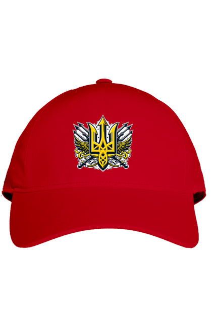Кепка з принтом "Символіка україни". Герб, патріотичні зображення, символіка, тризуб, україна. 2070702