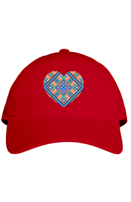 Cap with prints Heart embroidery. Cross stitch, embroidered shirt, embroidery, heart, i love ukraine, symbols of ukraine, traditions of ukraine, ukraine. 2070702