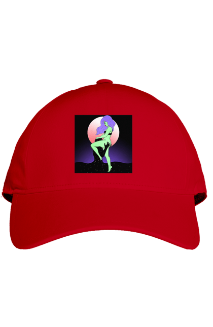 Кепка з принтом "Зелена Дівчина І Місяць". Інопланетянка, місяць. 2070702