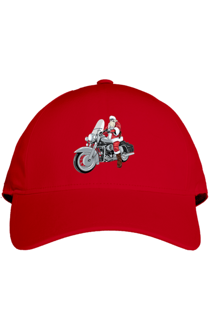 Кепка з принтом "Санта На Мотоциклі". Мотоцикл, новий рік, санта, свято. 2070702