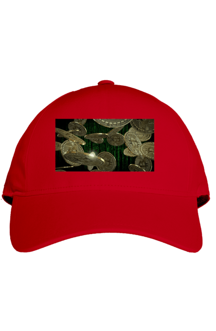Кепка з принтом "Біткойн". Багатство, біткойн, валюта, гроші, криптовалюта, курс, майнінг, матриця, монета, розкіш, цифровий світ. 2070702