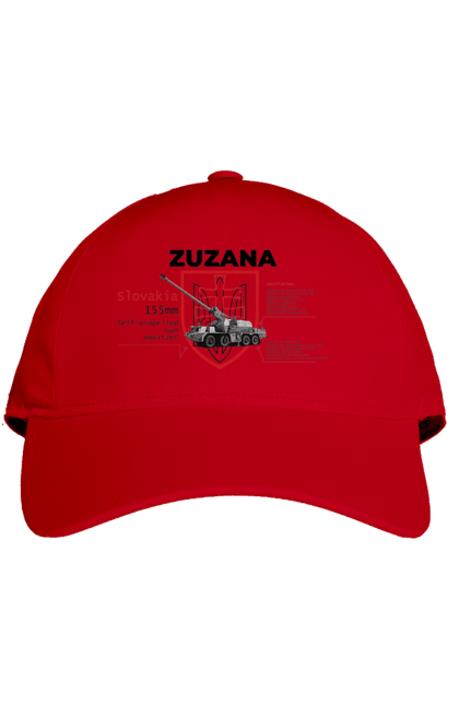 Кепка з принтом "Zuzana (САУ) два герби (англійська)". Zuzana, гаубиця, два герби, залужний, сюзанна. 2070702