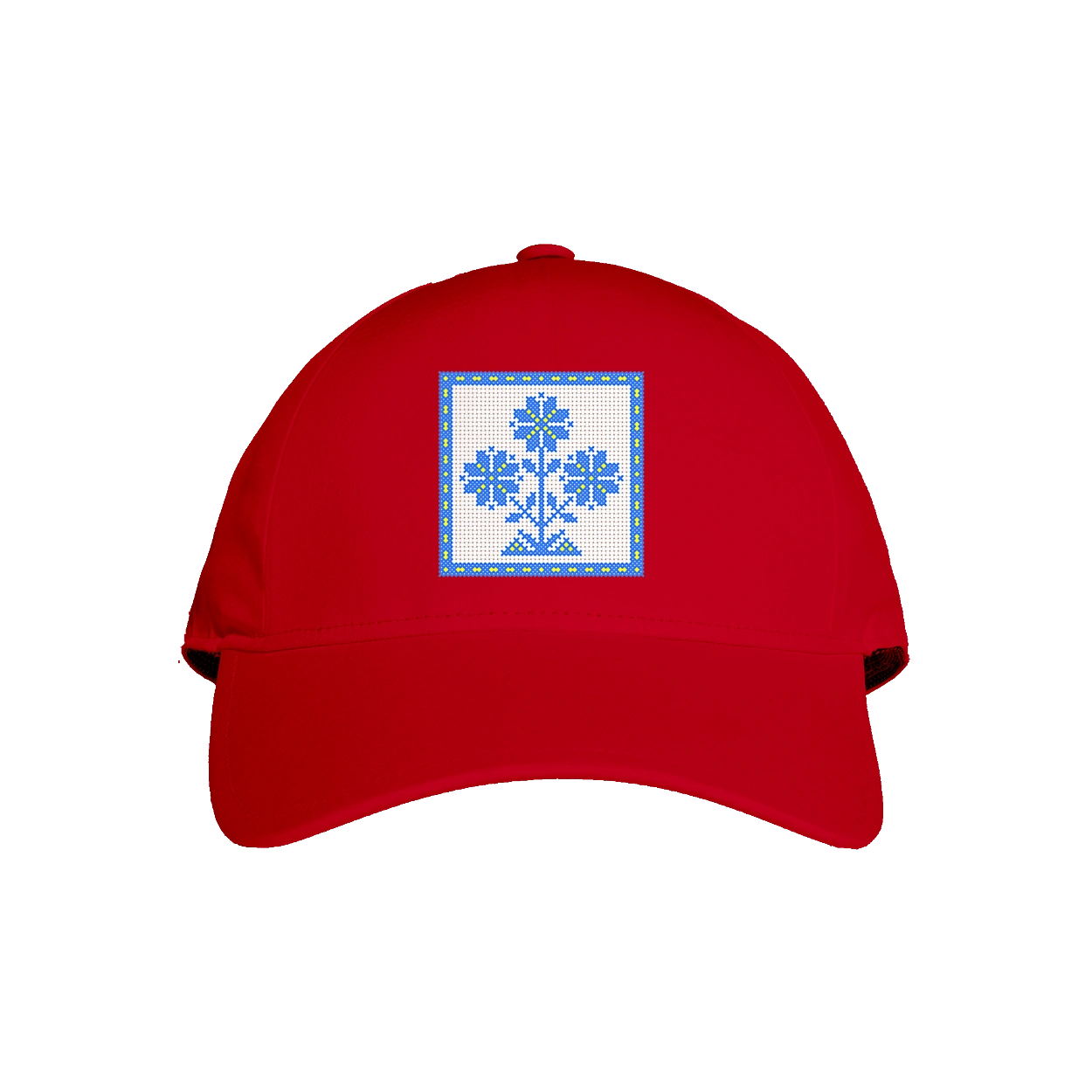 Жовто блакитна вишивка квіти