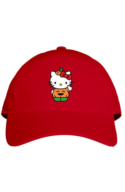 Кепка с принтом Хелло Китти Хэллоуин. Halloween, hello kitty, бренд, котенок, персонаж, тыква, хелло китти, хэллоуин. 2070702