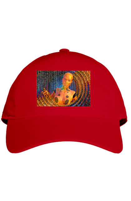 Кепка з принтом "Штучний інтелект". Айті, айтішник, гик, жінка, знання, інженер, інтелект, кібер, кібернетика, кіборг, код, комп, комп`ютерник, кристал, машинне навчання, мікросхема, мозок, портрет, програміст, професіонал, професія, розробник, розум, хакер, чіп, штучний інтелект, штучний розум. 2070702