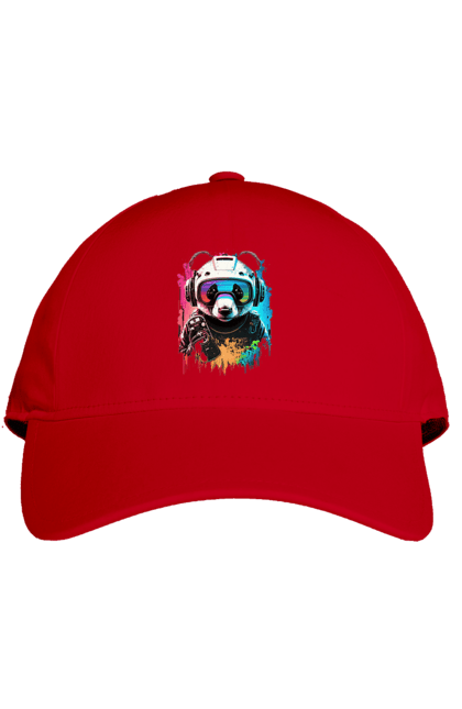 Cap with prints Panda in VR Helmet. Character, geek, helmet, panda, virtual reality. 2070702