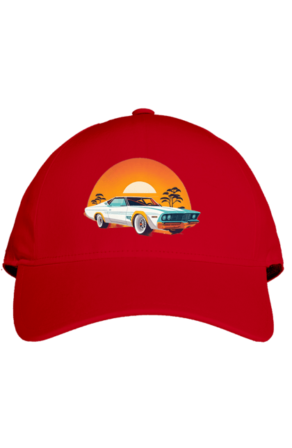 Кепка з принтом "Гарне авто на закаті". Авто, закат, солнце. 2070702