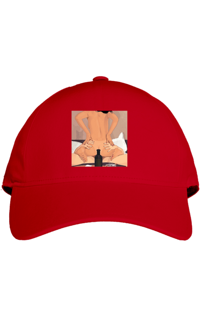 Кепка з принтом "Гола Дівчина, Пляшка І Сигарети". Гола, зверху. 2070702