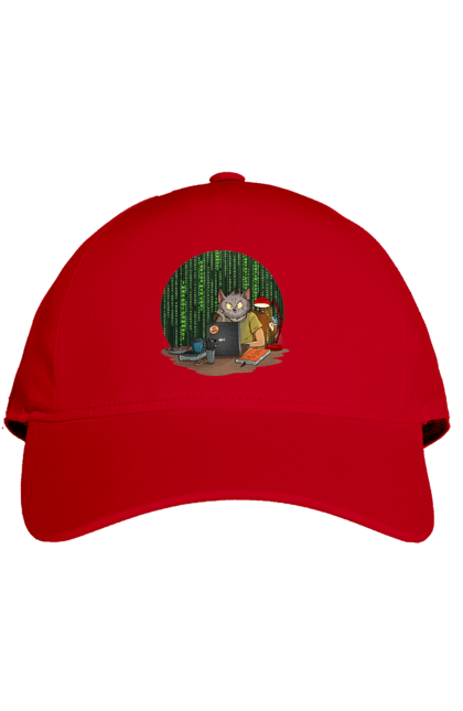 Кепка з принтом "Кіт програміст". Angular, c, css, html, it, javascript, jquery, php, python, react, svelt, vue, айтишник, айті, гумор, код, кодувати, прогер, програміст, програмісти, ти ж, ти ж програміст, тиж програміст. 2070702