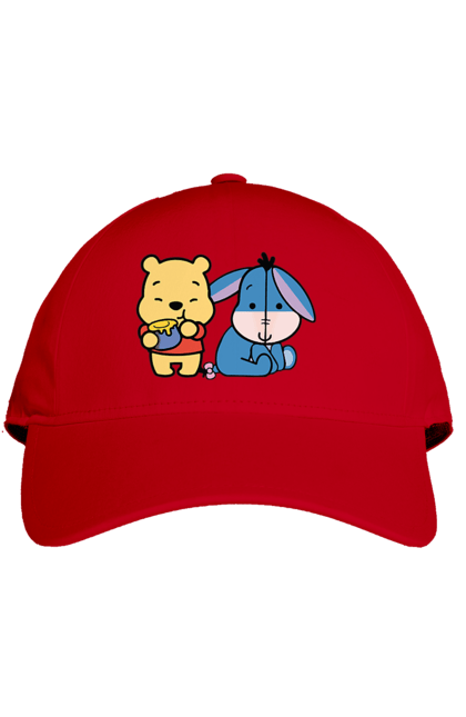 Cap with prints Winnie the Pooh and Eeyore. Cartoon, donkey, eared, eeyore, story, winnie the pooh. 2070702