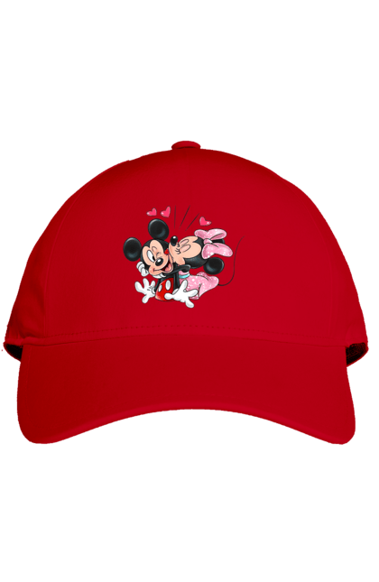 Cap with prints Mickey Mouse and Minnie Mouse. Cartoon, disney, mickey, mickey mouse, minnie mouse. 2070702