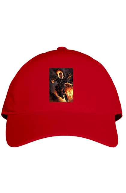 Cap with prints Hell Racer. Chopper, fire, hell racer, motorcycle, skeleton. 2070702