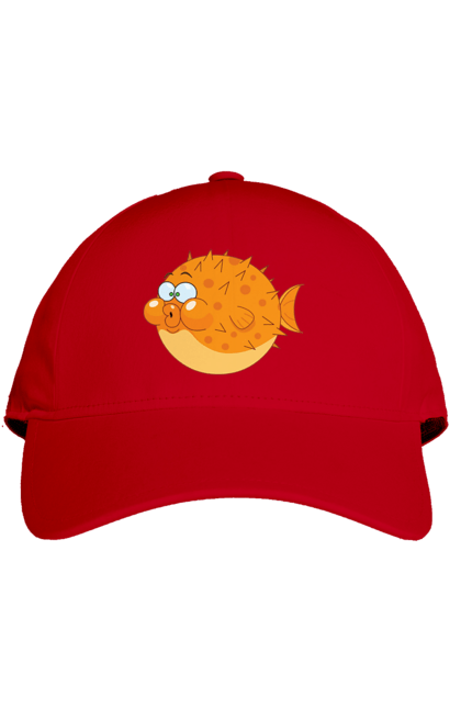 Кепка з принтом "Помаранчева Риба Фугу". Риба, фугу. 2070702