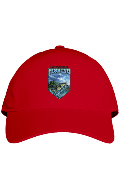 Кепка з принтом "Keep Calm and Go Fishing". Відпочинок на природі, для рибалок, для чоловіків, мисливці та риболови, природа, рибалка, риболовля, спінінг, хоббі. 2070702