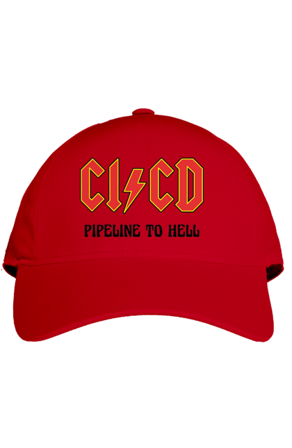 Кепка з принтом "CI/CD pipeline to hell". Cicd, cicd pipeline, devops, pipeline, інженер, програмне забезпечення, програмування, розробка, розробка по. 2070702