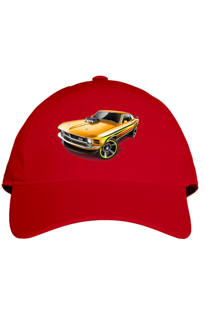 Кепка з принтом "Форд мустанг". Американська легенда, жовтий мустанг, культове авто, мустанг, потужне авто, форд мустанг, шелбі. 2070702