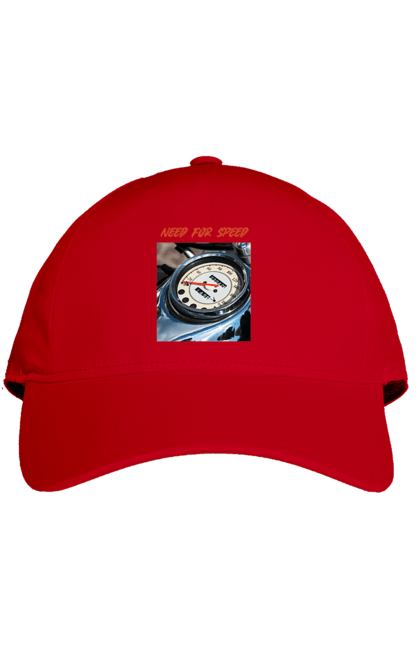 Кепка з принтом "Мото 3". Байкер, дорогая, мотоцикл, ретро, скорость, спидометр, стиль жизни. 2070702