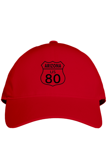 Кепка з принтом "Route 80". Байк, байкер, байкер клуб, брат, брати, брутал, гарячий асфальт, гарячий кінь, гарячий стрижень, дорога 50, дорога 66, дорога 80, дороги америки, дороги україни, жага швидкості, клуб байкерів, мотоцикл, мотоцикліст, справжній чоловік, чувак, швидкість. 2070702