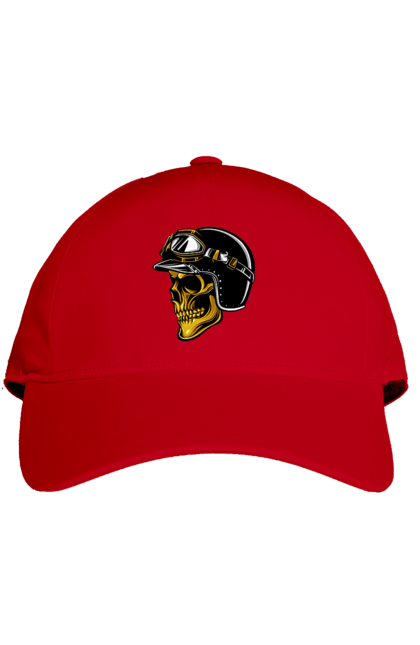 Кепка з принтом "Череп в мотошоломі". Крутий, очі, череп, шолом. 2070702