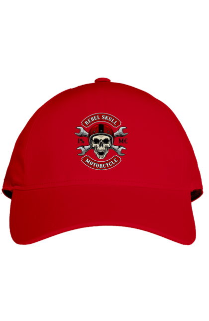 Cap with prints skull motorist. Amateur, helmet, motorcycle, skull. 2070702