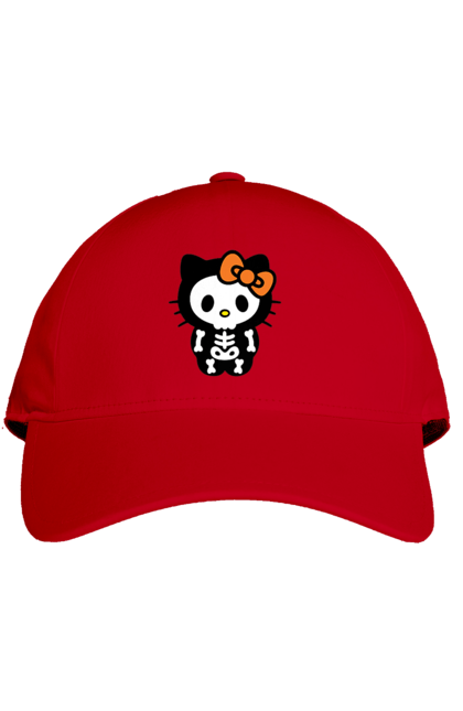 Кепка з принтом "Хелло Кітті Хелловін". Halloween, hello kitty, zombie, бренд, зомбі, кошеня, персонаж, скелет, хелло кітті, хелловін. 2070702