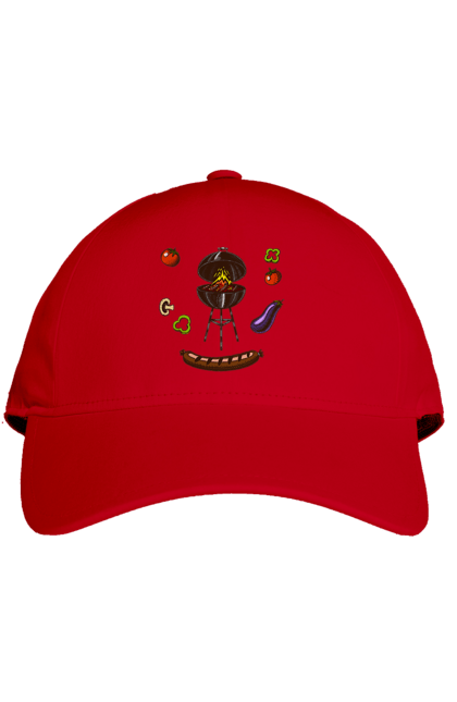 Кепка з принтом "Барбекю Сосиска". Барбекю, гриль, смажити, сосиска. 2070702