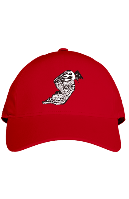 Кепка з принтом "Двигун мотоцикла". Байк, бензобак, двигун мотоцикла, харлей девідсон, циліндри, чопер. 2070702