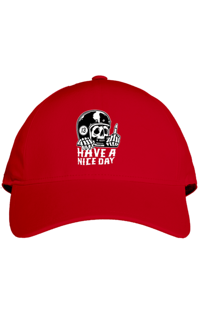 Кепка з принтом "Гарного дня". Байкерська, гарного дня, з черепом, тринадцять, фак, череп. 2070702