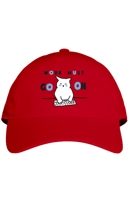 Cap with prints Work must go on. Cat, cats, work. 2070702