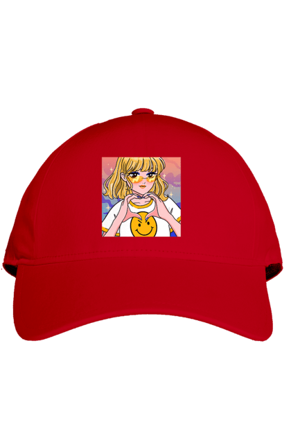 Кепка з принтом "Жовта Дівчинка". Аніме, дівчинка, смайл. 2070702