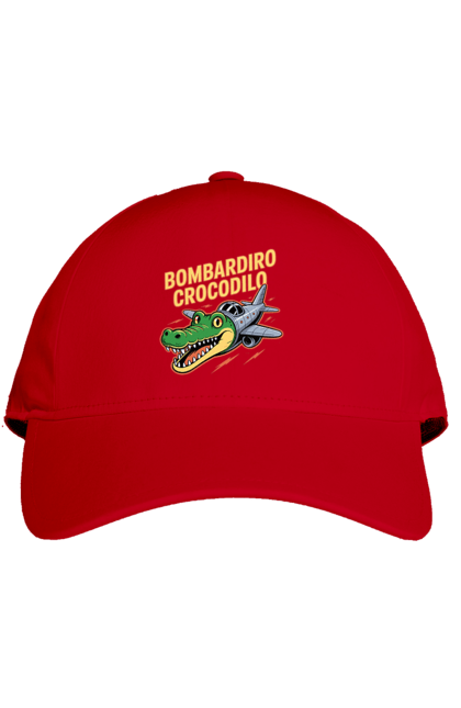 Кепка з принтом "Bombardino Crocodilo". Bombardino, bombardino crocodilo, crocodilo, бомбардиро крокодило, бомбардіно крокоділо, крокодил, крокодил літак, крокодил мем, мем бомбардине крокодило, меми. 2070702
