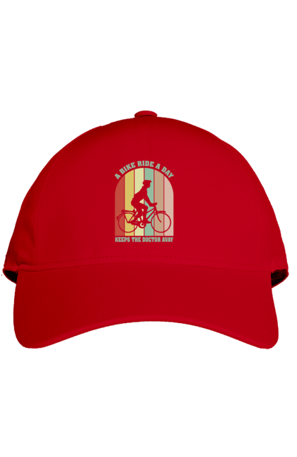 Кепка з принтом "Поїздка на велосипеді". Велопрогулянка, велосипед, здоровий спосіб життя, зож, поїздка на велосипеді. 2070702