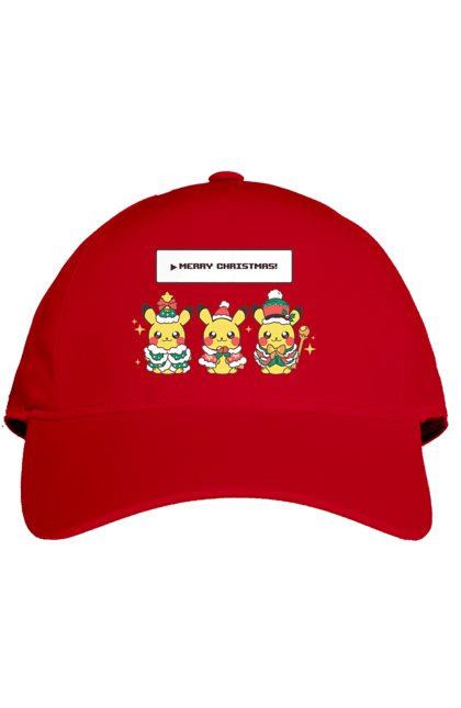 Cap with prints Pikachu Merry Christmas. Anime, christmas, game, manga, merry christmas, nintendo, pikachu, pokemon. 2070702