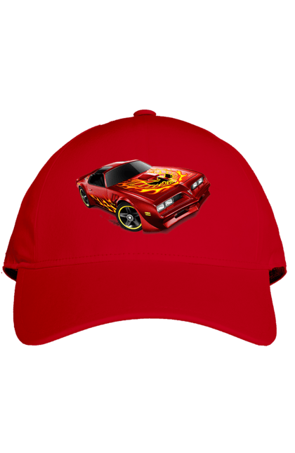 Кепка з принтом "Машина червона, швидкісна". Їзда, колеса, машина, швидкість. 2070702