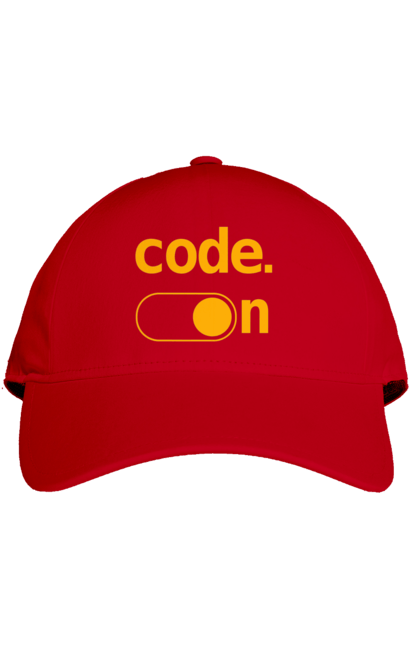 Кепка з принтом "Код увімкнено". Айті, айтішник, для айтішника, для програміста, код увімкнено, подарунок айтішнику, подарунок програмісту, програміст, розробник. 2070702