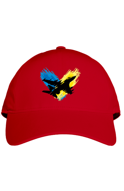 Кепка з принтом "Літак F 16". З прапором, зсу, літак, літак f16, патріотична, прапор, ф16. 2070702