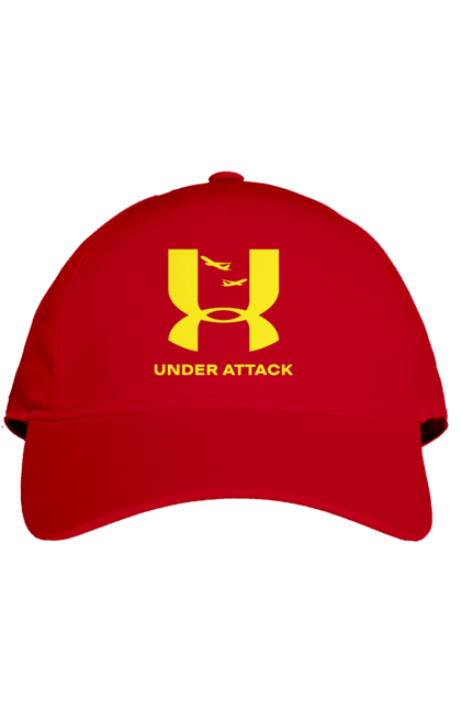 Кепка з принтом "Under Attack yellow". Андер армор, бренди, гумор, приколи, прикольні, ундер армор. 2070702