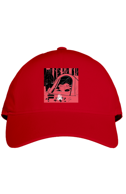 Кепка з принтом "69 В Палатці". 69, ведмідь, ліс, палатка, секс. 2070702