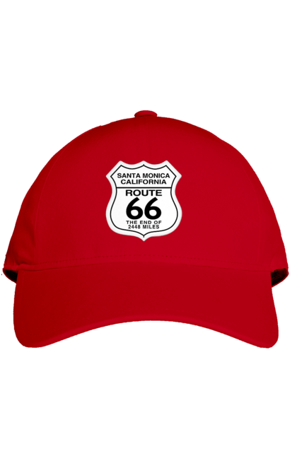 Кепка з принтом "Route 66". Байк, байкер, байкер клуб, брат, брати, брутал, гарячий асфальт, гарячий кінь, гарячий стрижень, дорога 50, дорога 66, дорога 80, дороги америки, дороги україни, жага швидкості, клуб байкерів, мотоцикл, мотоцикліст, справжній чоловік, чувак, швидкість. 2070702