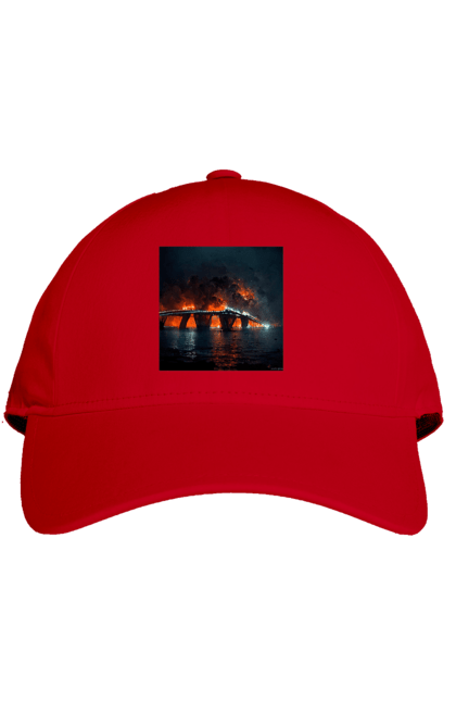 Кепка з принтом "Кримський мост горить". Армія росії, армія україни, годить, зсу, крим, мост, удар, удар зсу. 2070702