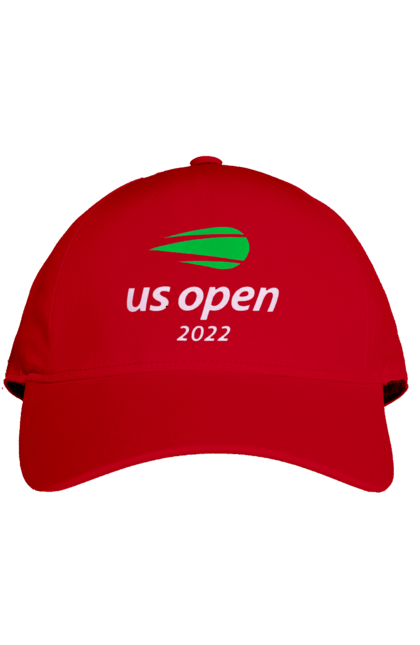 Кепка з принтом "Тенісний турнір US Open 2022". Великий теніс, відкритий чемпіонат, гравці, м`яч, нью йорк, призовий фонд, ракетка, турнірна сітка, хард, чемпіонат америки. 2070702