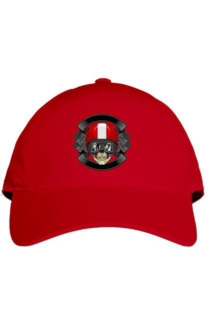 Cap with prints skull motorcyclist. Helmet, motorcyclist \, skull. 2070702