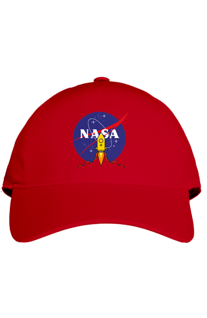 Cap with prints NASA. Aeronautics, astronautics, aviation, nasa, research, rocket, science, space, technologies, usa. 2070702