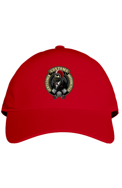 Cap with prints Gentlemen motorcycle. Gentleman, helmet, motorcycle, skull. 2070702