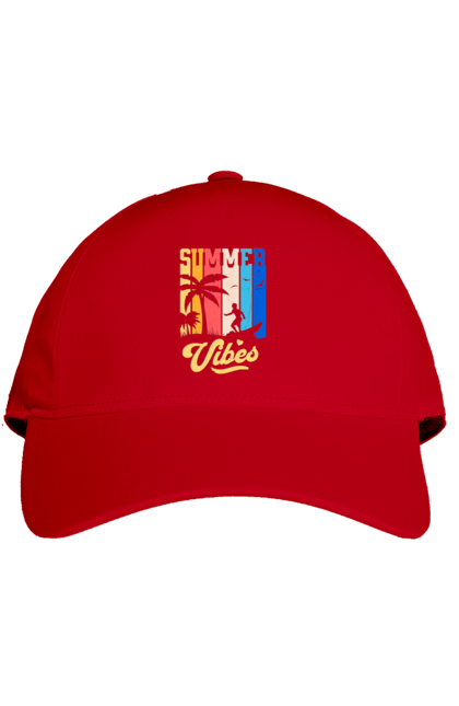 Кепка з принтом "Пляжні літні флюїди". Відпочинок, відпустка, літо, море, пляж, серфінг, тропіки. 2070702