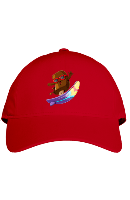 Кепка з принтом "Мороженко На Серфі". Літо, морозиво, окуляри, серфінг. 2070702